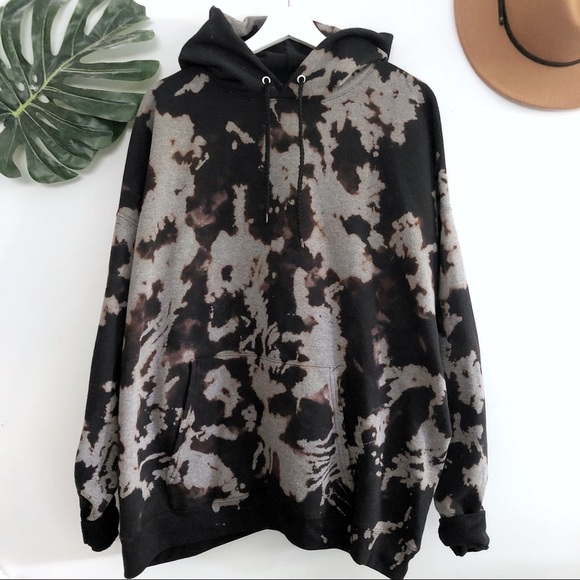 Tops - Hand Bleached Hoodie Sweatshirt, Bleached Hoodie